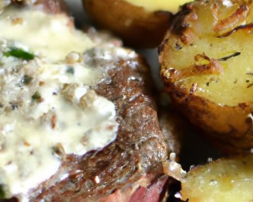 Savor Steak with Creamy Garlic Parmesan Sauce; Roasted Potatoes