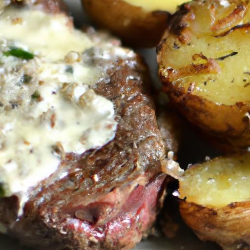 Savor Steak with Creamy Garlic Parmesan Sauce; Roasted Potatoes