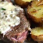 Savor Steak with Creamy Garlic Parmesan Sauce; Roasted Potatoes