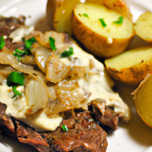 Savory Steak with creamy Garlic Parmesan & Roasted Potatoes