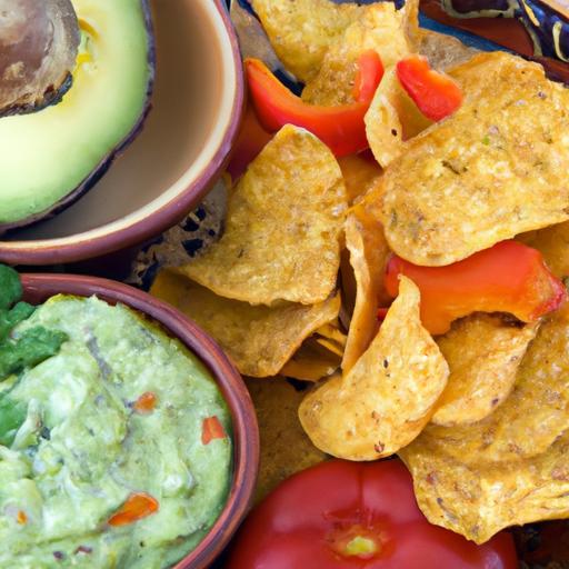 Crunchy Veggie Chips Paired with Creamy Guacamole Dip