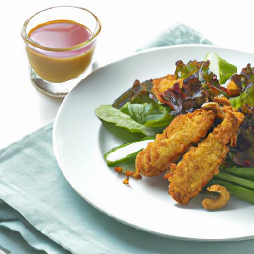 Crispy Air Fried Chicken Tender Salad with Honey Mustard Twist