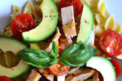 Fresh & Flavorful: Healthy Chicken Pasta Salad with Avocado, Tomato, and Basil