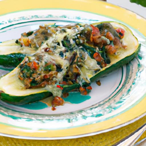 Delicious Spinach, Mushroom & ‍Ricotta Stuffed zucchini ​Boats