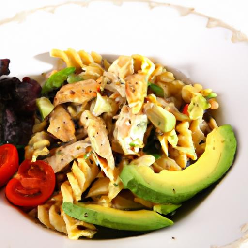 Fresh & Flavorful: Healthy Chicken Pasta salad with Avocado, Tomato, and Basil