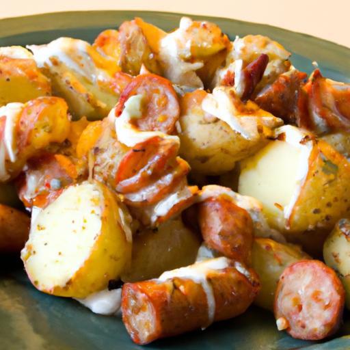 Loaded Cheesy Ranch Potatoes with Smoky Sausage Twist
