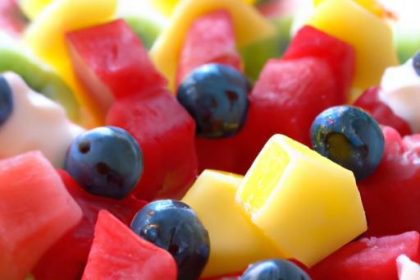 Colorful Fruit Kabobs with Creamy Yogurt Dip Delight