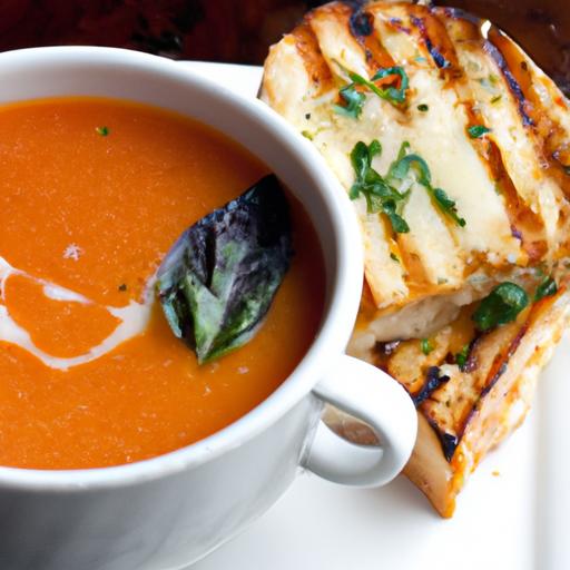 Classic Comfort: Tomato Basil Soup Paired with Grilled Cheese